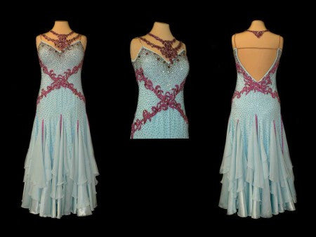 BABY BLUE SMOOTH WITH VERY BERRY APPLIQUES AND MATCHING NECKLACE